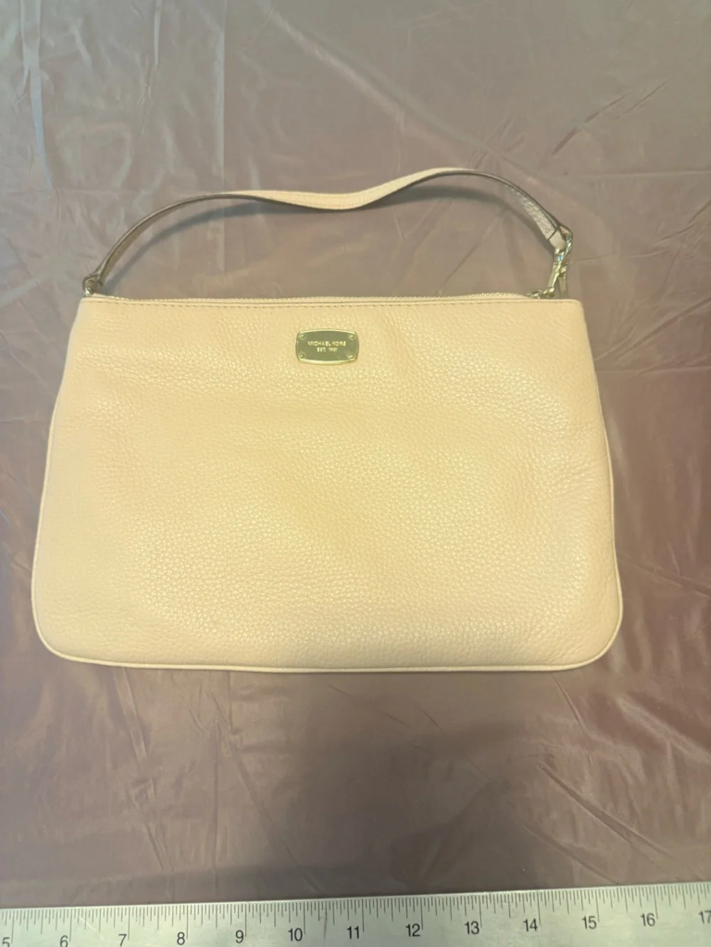 Michael Kors Dusty Pink Jet Set Travel Large Top Zip Pebbled Leather Wristlet - Picture 4 of 10